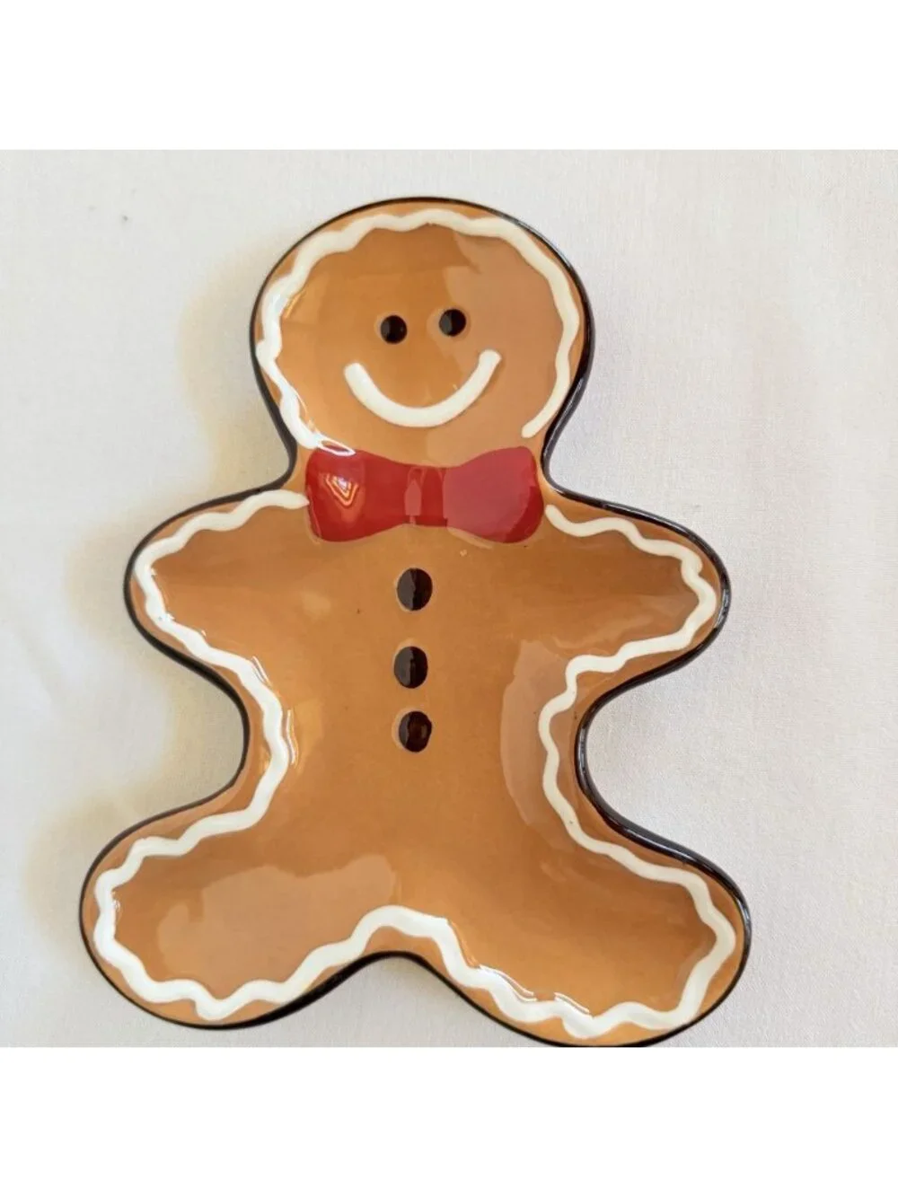 Pier 1 Imports Gingerbread Man Ceramic Trinket Dish Spoon Rest Gift Decor